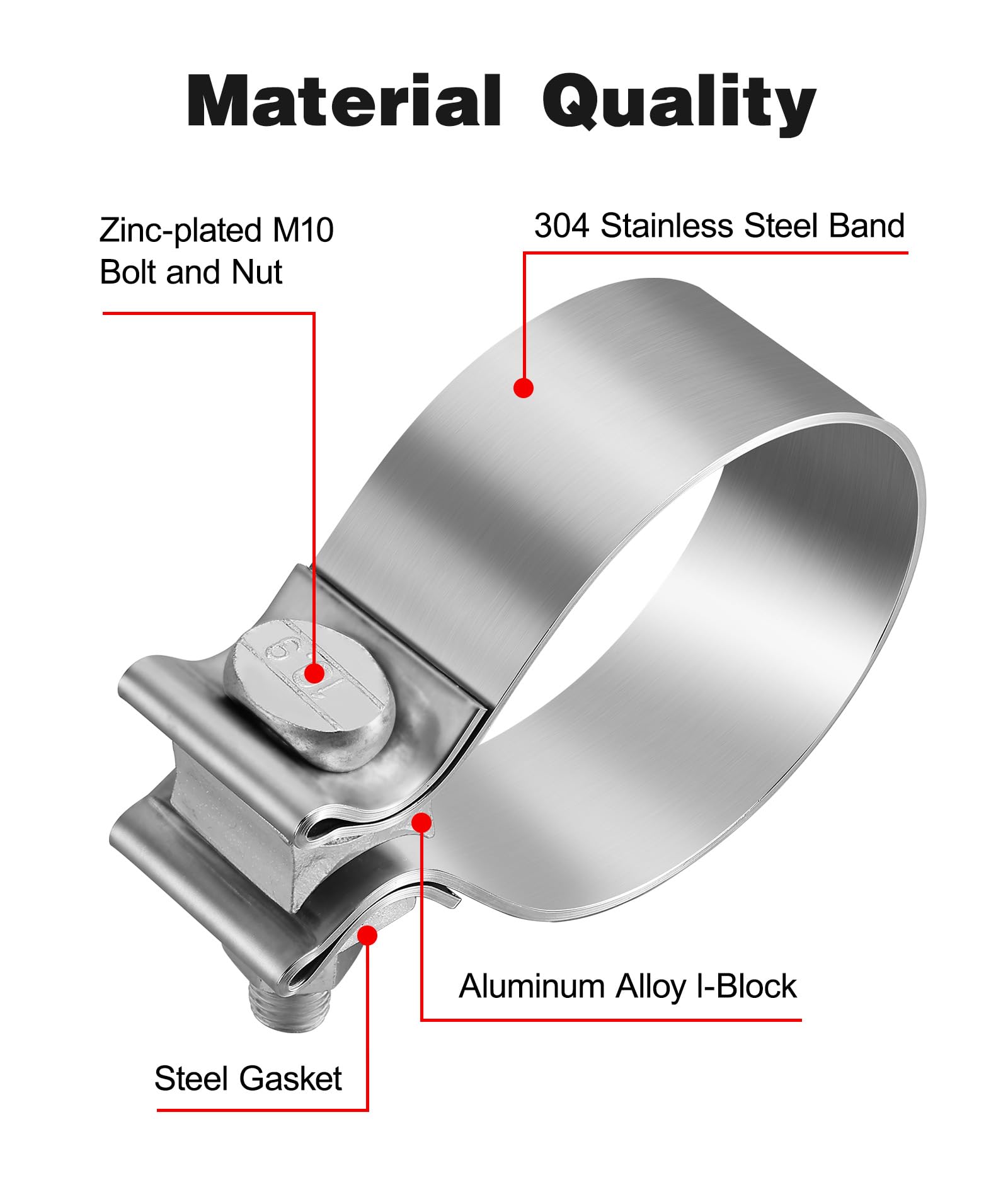 Evil Energy 2.0 Inch Exhaust Clamp,Narrow Band Muffler Clamp Stainless Steel 2Pcs