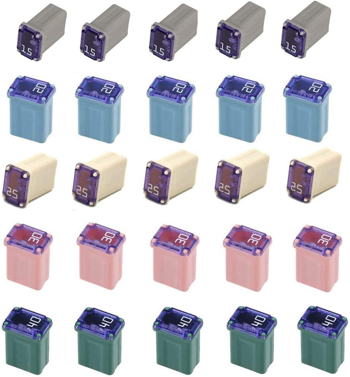 TAITONG 25 Pack Micro Cartridge Fuses,15 Amp Micro Fuse,20 Amp Micro Fuse,25 Amp Micro Fuse,30 Amp Micro Fuse,40 Amp Micro Fuse,