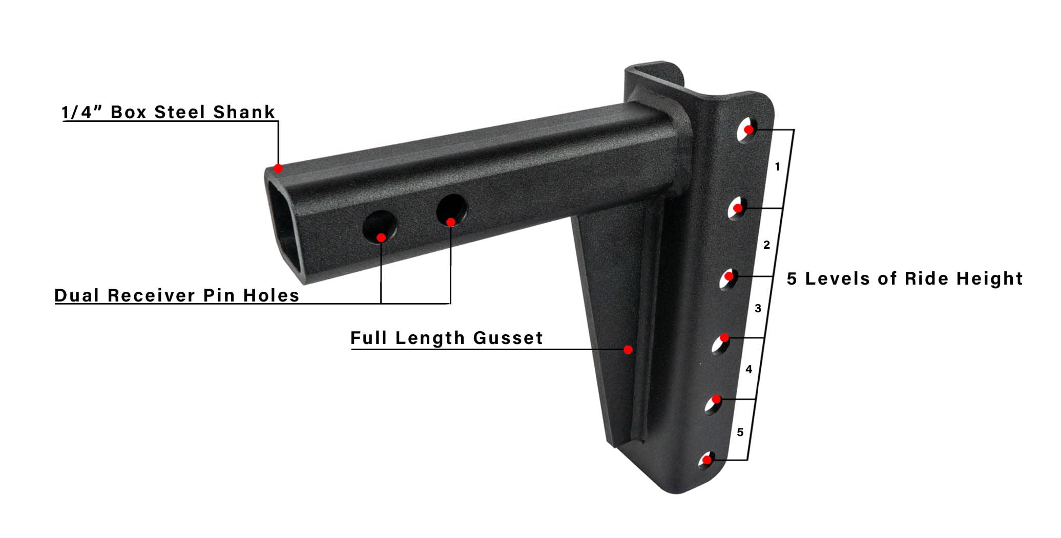 Bulletproof Hitches 2.0'' Adjustable Medium Duty (14,000Lb Rating) 6'' Drop/Rise Trailer Hitch With 2'' And 2 5/16'' Dual Ball (