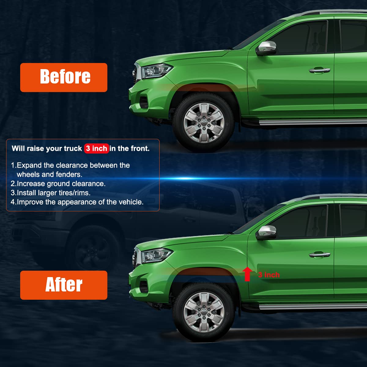 GAsupply 3'' Front Leveling Lift Kits, Compatible with 1995-2004 Toyota Tacoma 4 Runner, 3 Inch Raise Strut Suspension Spacers