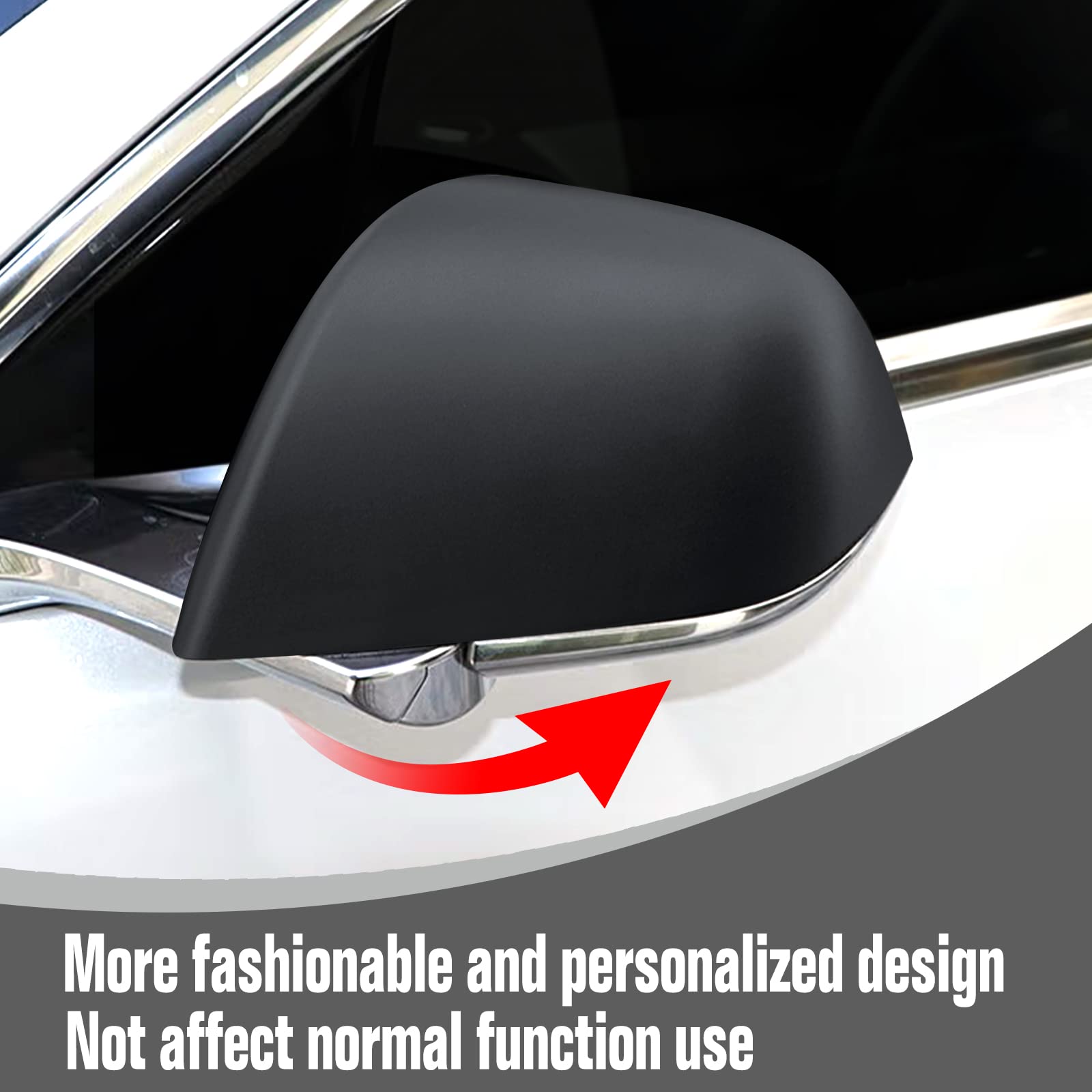 Kasato Model Y Side Mirror Cover, Mirror Cap 2 Pcs Matt Black Side Mirror Cover For Model Y (2021-2024) Rearview Mirror Cover