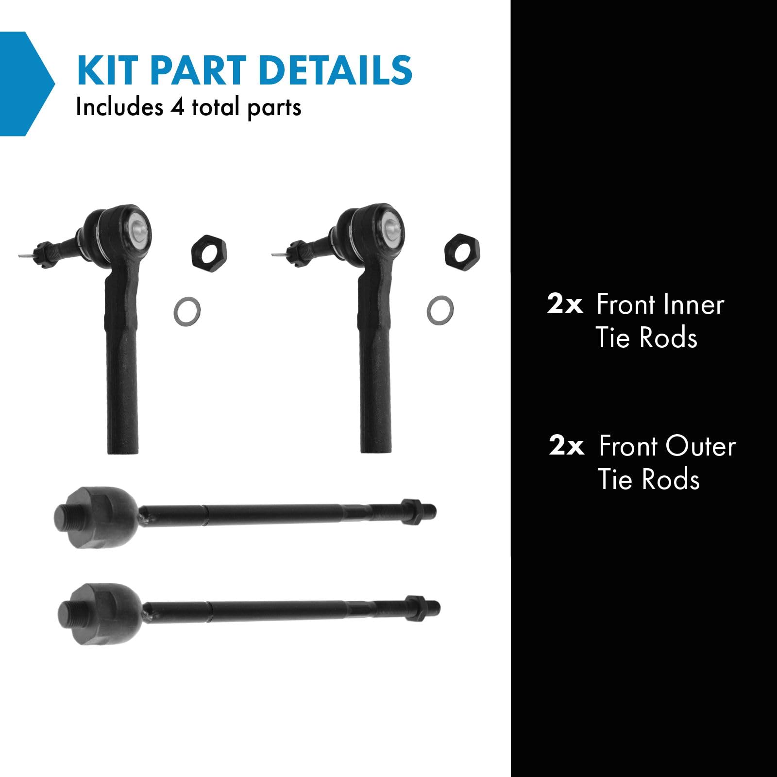 Trq Front Tie Rod Set Compatible With 2002-2007 Buick Rendezvous 2001-2005 Pontiac Aztek 2005-2006 Montana