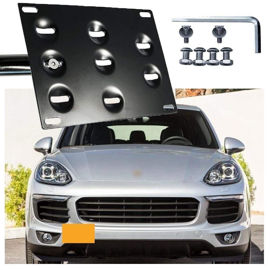 Xotic Tech Black Aluminum Bumper Tow License Plate Mount Bracket Compatible With WBCARB07H32LN8T