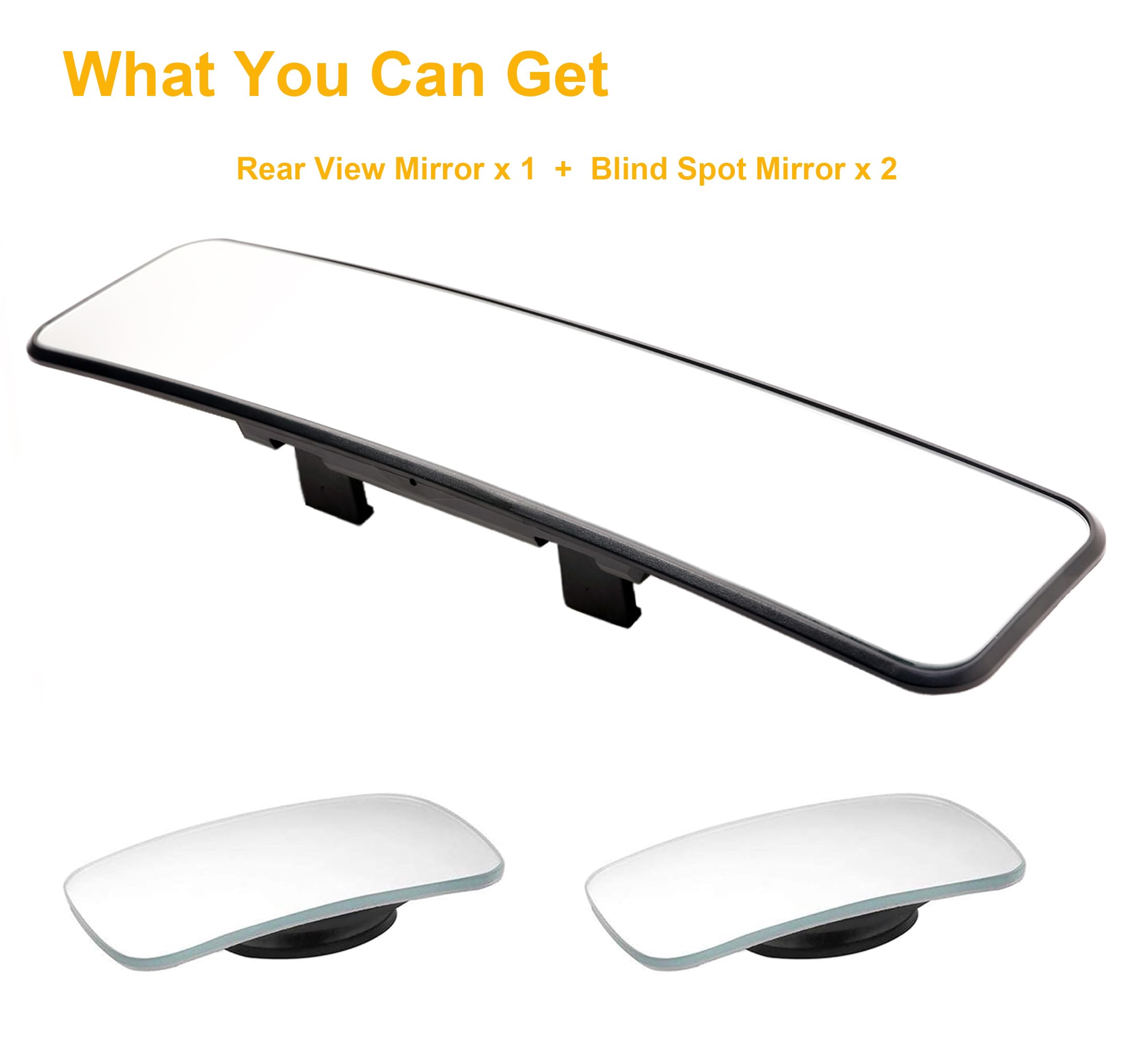 Rear View Mirror, Universal 11.4 Inch Interior Clip On Panoramic Rearview Mirror to Reduce Blind Spot Effectively - Wide Angle -