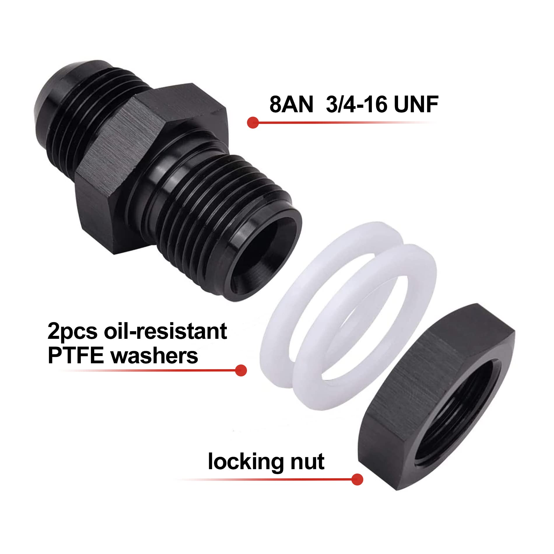 Evil Energy Male 8An Bulkhead Fuel Cell Fitting Adapter Aluminum Straight