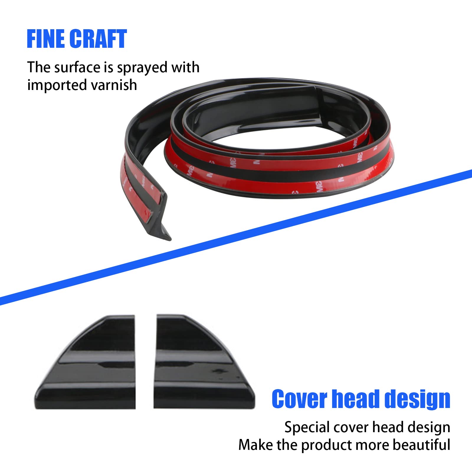 Miytsya Pack-1 Car Rear Spoiler, Universal 4.9Ft/1.5M Gloss Black Rubber Car Rear Spoiler Kit, Spoiler For Car Rear Window Fits