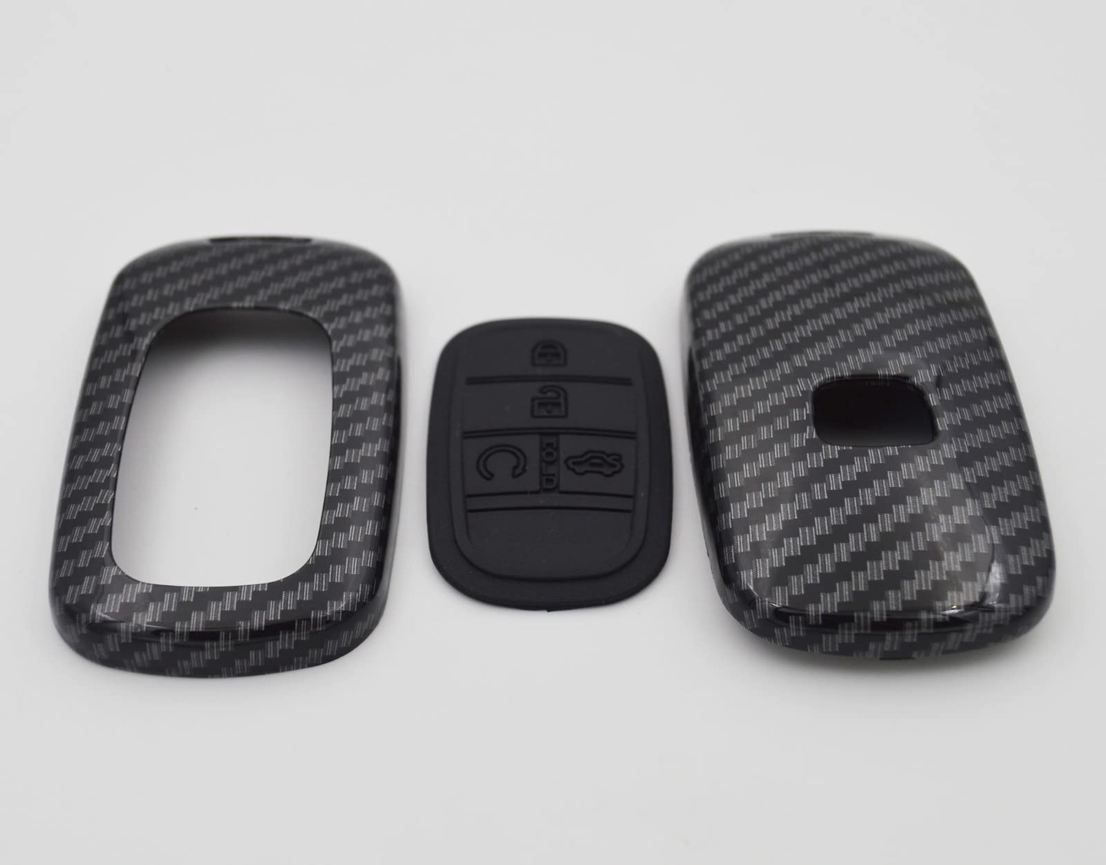 2-Layers Hybrid Combo Carbon Key Fob Cover + Keychain For 2022 2023 Honda Civic Accord Cr-V Hr-V V Pilot Si Ex Ex-L Touring