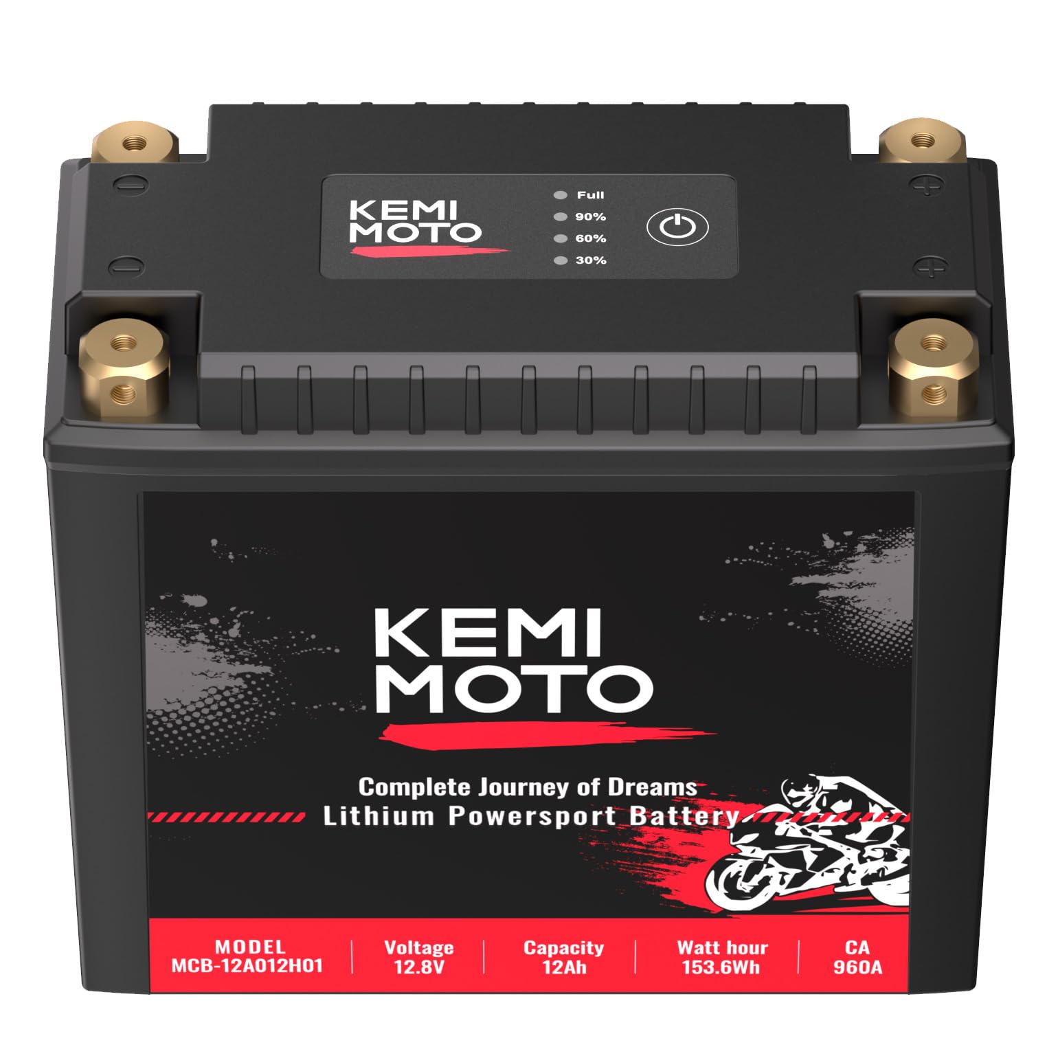 Kemimoto Lithium Motorcycle Battery Ytx20L-Bs/Ytx24Hl-Bs Lifepo4 Lithium Battery 12V 12Ah, Pre-Charged Powersports Battery, With
