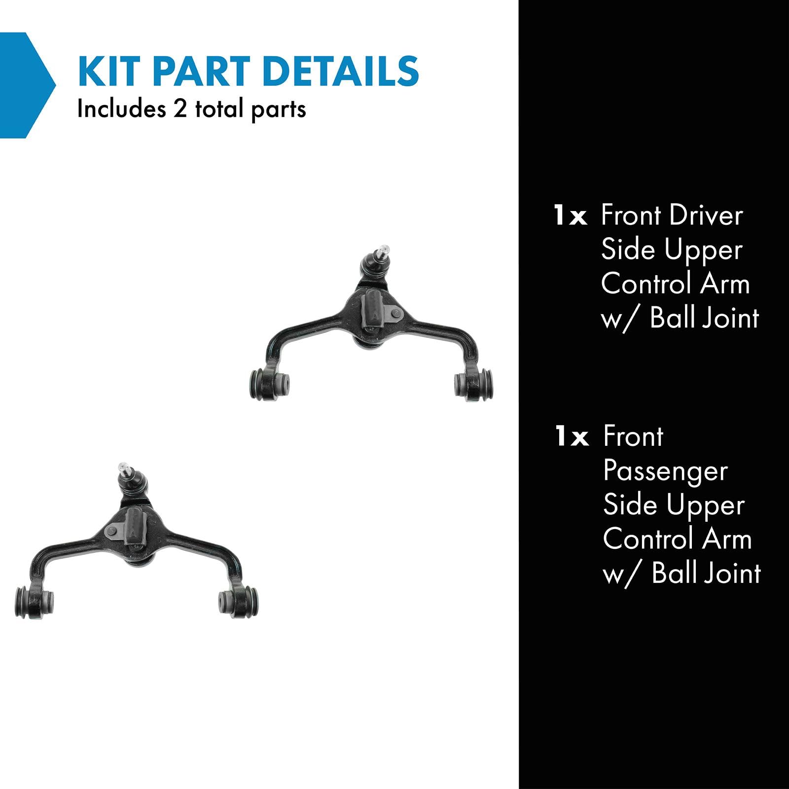 Trq Front Upper Control Arm With Ball Joint Set Compatible With 1995-2002 Ford Crown Victoria Lincoln Town Car Mercury Grand Mar