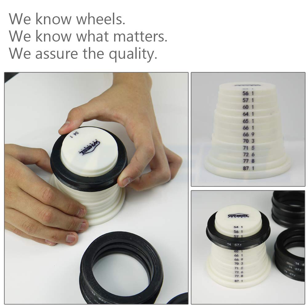 WHEEL CONNECT Hub Centric Rings Set of 4, ABS Plastic, O.D 106mm - I.D 78.1mm, Perfect Fit for Wheel Alignment