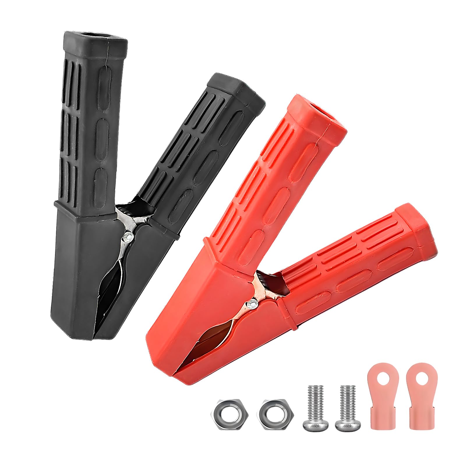 povtii 2 PCS Heavy Duty Insulated Alligator Clips, 500A Battery Jumper Cable Clamps, Crocodile Clamps Battery Charger Clips for 