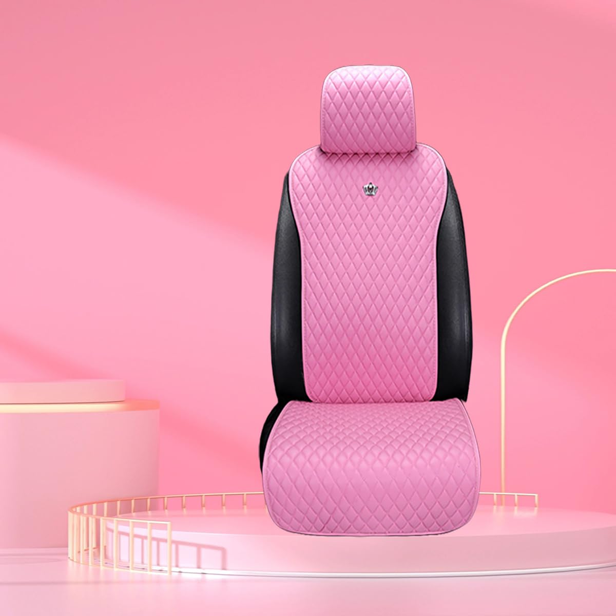 Red Rain Universal Seat Covers For Cars Leather Seat Cover With Crown Pink Car Seat Cover 2/3 Covered 11Pcs Fit Car/Auto/Truck/S