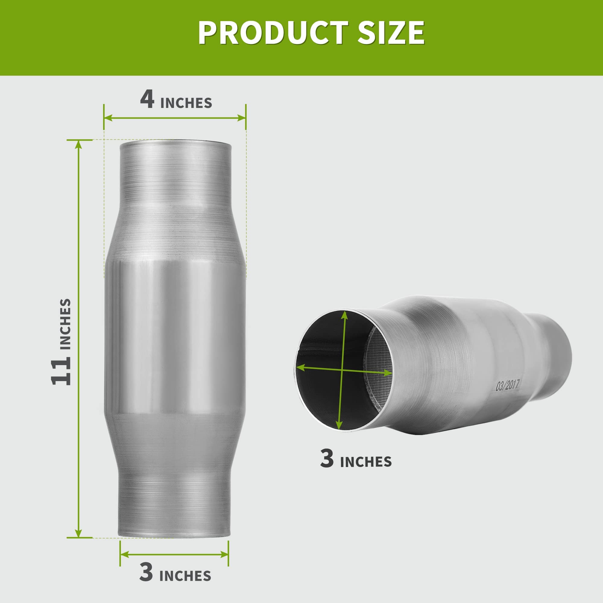 Autosaver88 5-Pack Universal Catalytic Converter, 3'' Inlet/Outlet Catalytic Converter, Stainless Steel Shell (Epa Compliant)