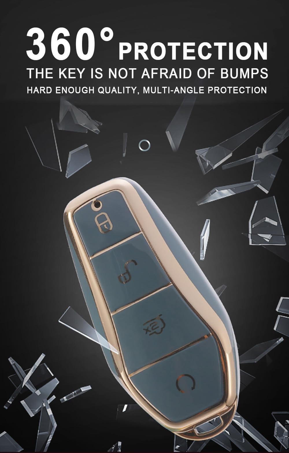 Tecart Tpu Key Fob Cover Fit For Byd Han Ev Tang Dm 4 Button Car Key Case Cover Protector Key Cover Key Shell Holder Black