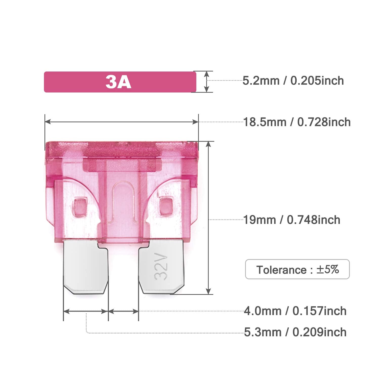 Chanzon Ul Listed 3A Standard Blade Fuse Atc/Ato/Apr 3 Amp 32V 10Pcs Auto Fuses Fast Blow For Automotive Car Rv Truck Suv