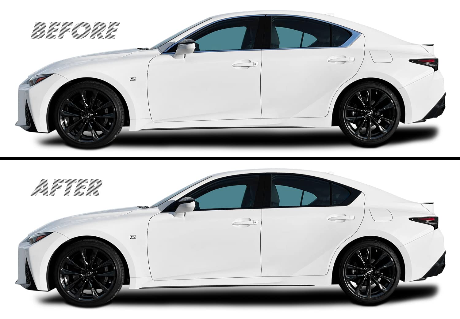 Slickmod Chrome Delete Blackout Vinyl Overlay For 2021-2022 Lexus Is Window Trim (1. Window & Mirror Trim, Gloss Black)