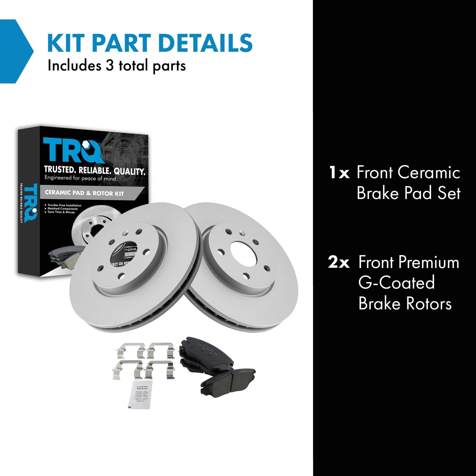 Trq Front Ceramic Brake Pads & G-Coated Rotors Kit For Buick Chevy Gmc Cadillac