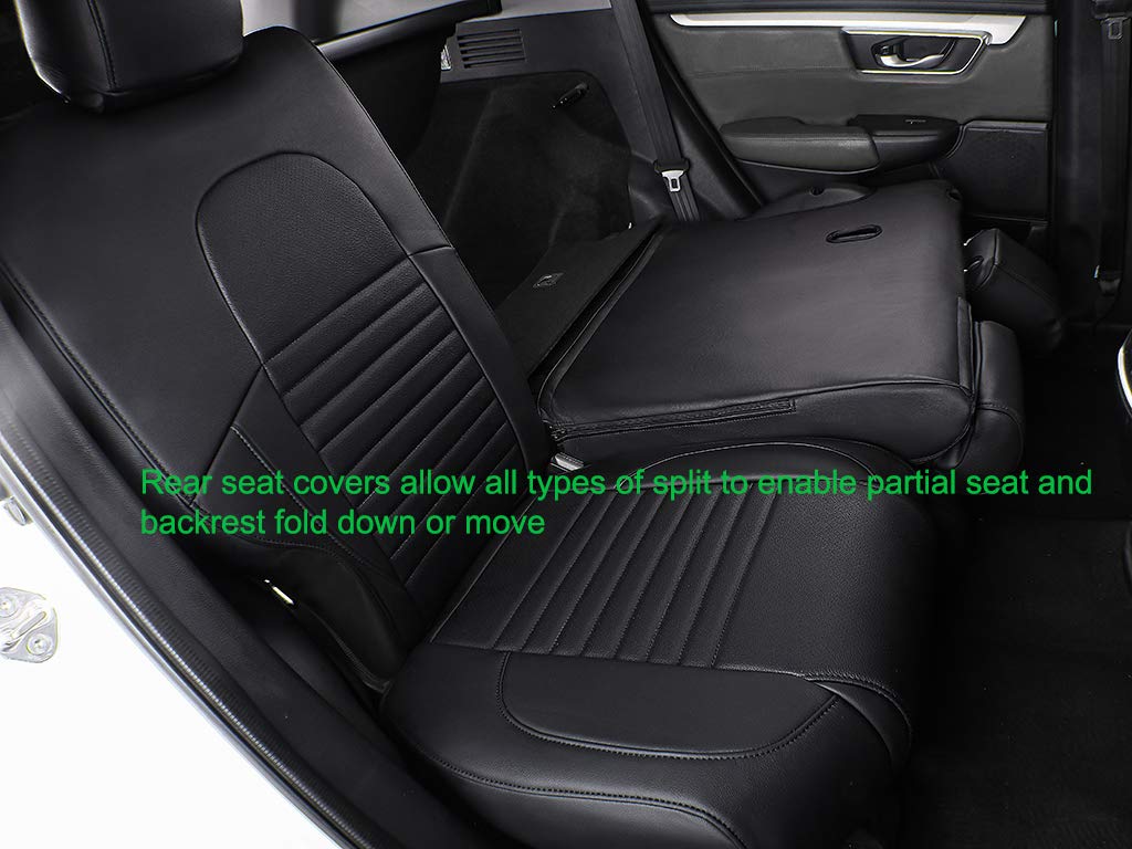 Ekr Custom Fit Crv Seat Covers For Select Honda Crv 2012 2013 2014 -Full Set, Leather (Black)