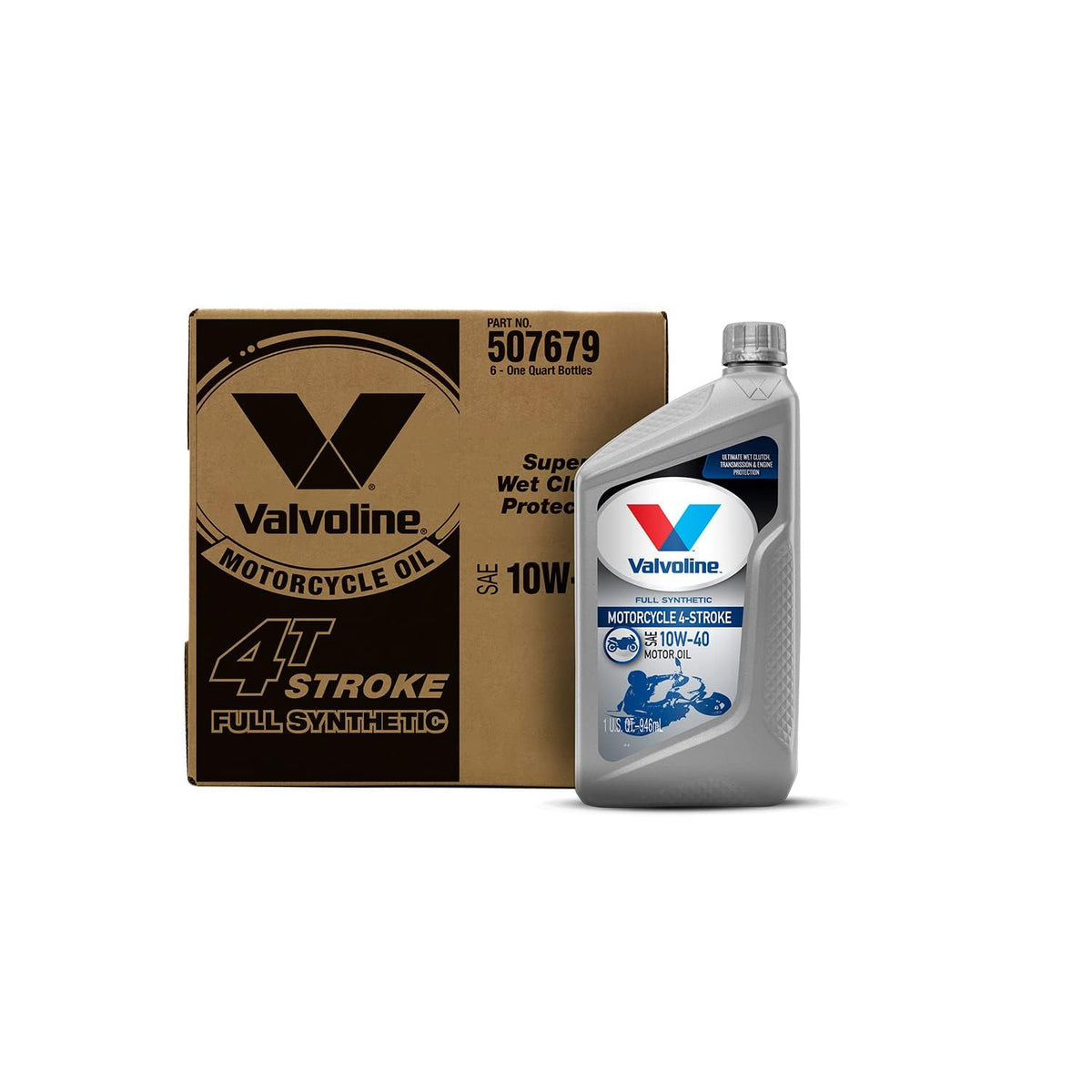 Valvoline 4-Stroke Motorcycle Full Synthetic Sae 10W-40 Motor Oil 1 Qt, Case Of 6