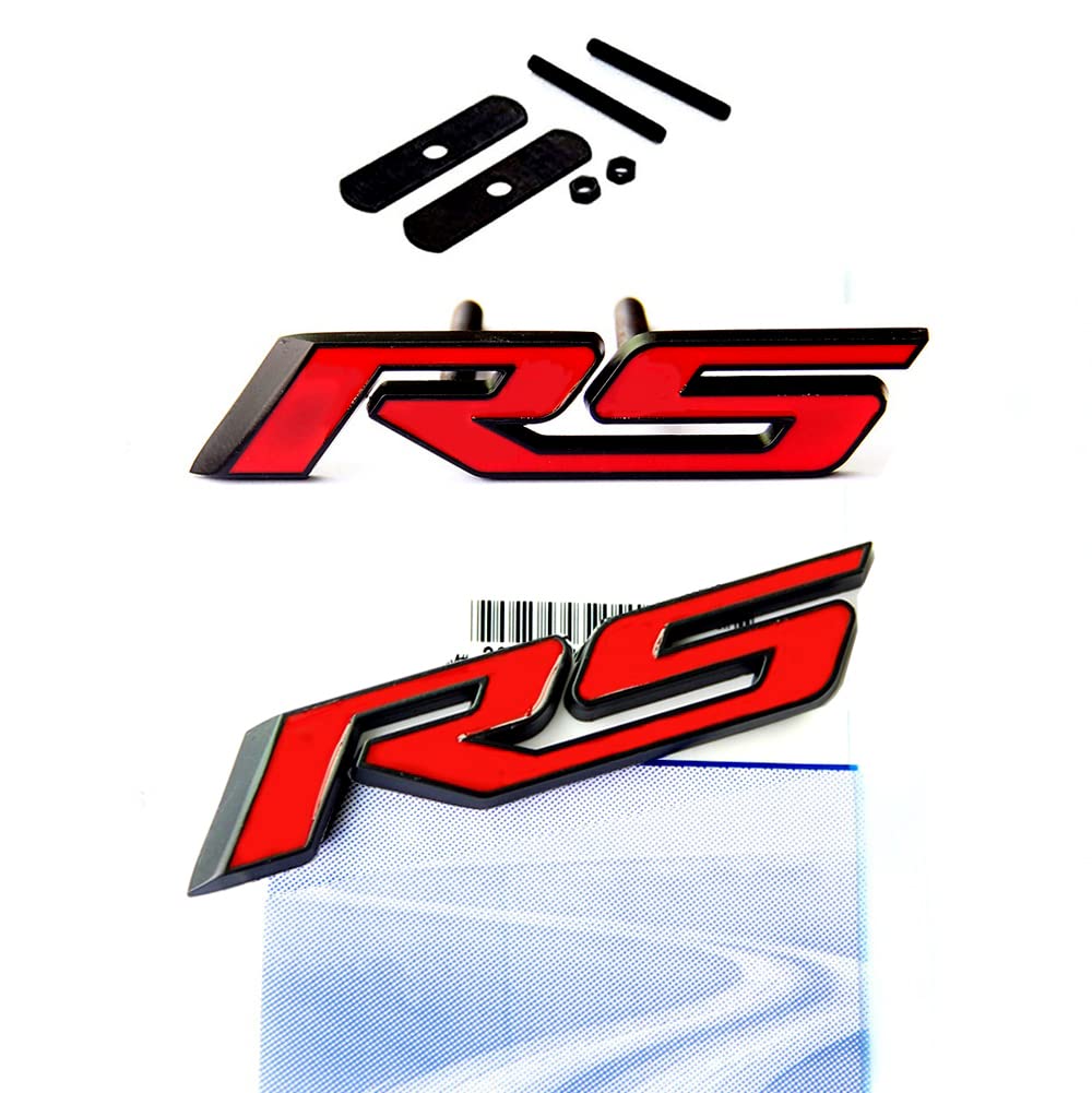 Yoaoo 1x OEM Black Rs Emblem Grille Plus Decal Badge 3D Allloy for Camaro Gm Series Matte Black Red