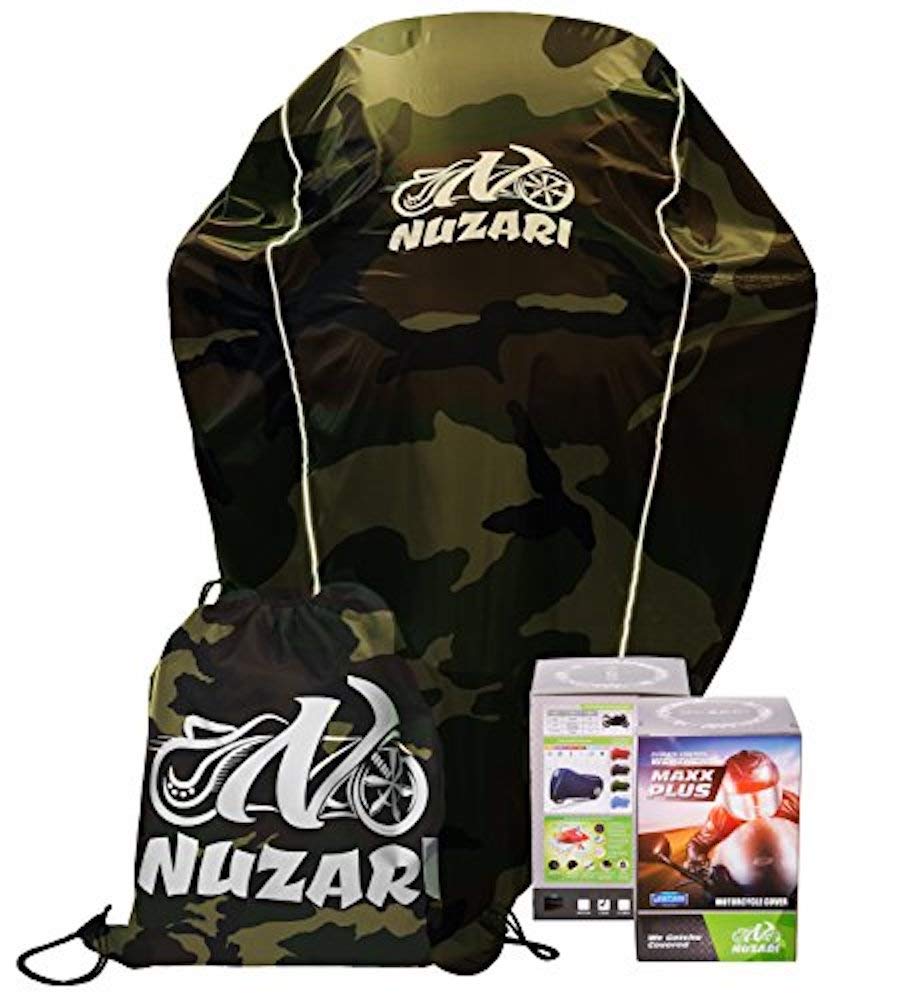 Nuzari Heavy Duty Motorcycle Cover - Outdoor Bike Storage Motorcycle Covers - Motorcycle Cover Waterproof Outdoor - Dirt Bike Covers (Camouflage, Medium)