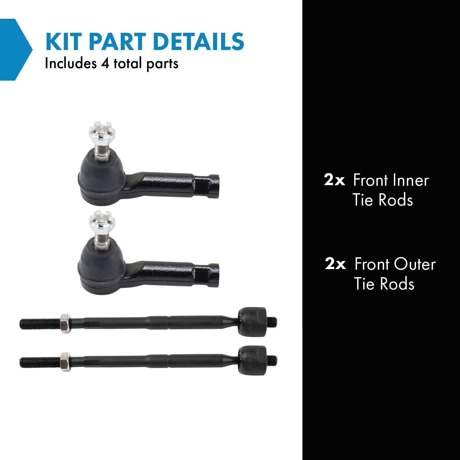 Trq Front Tie Rod Set Compatible With 2013-2016 Mazda Cx-5