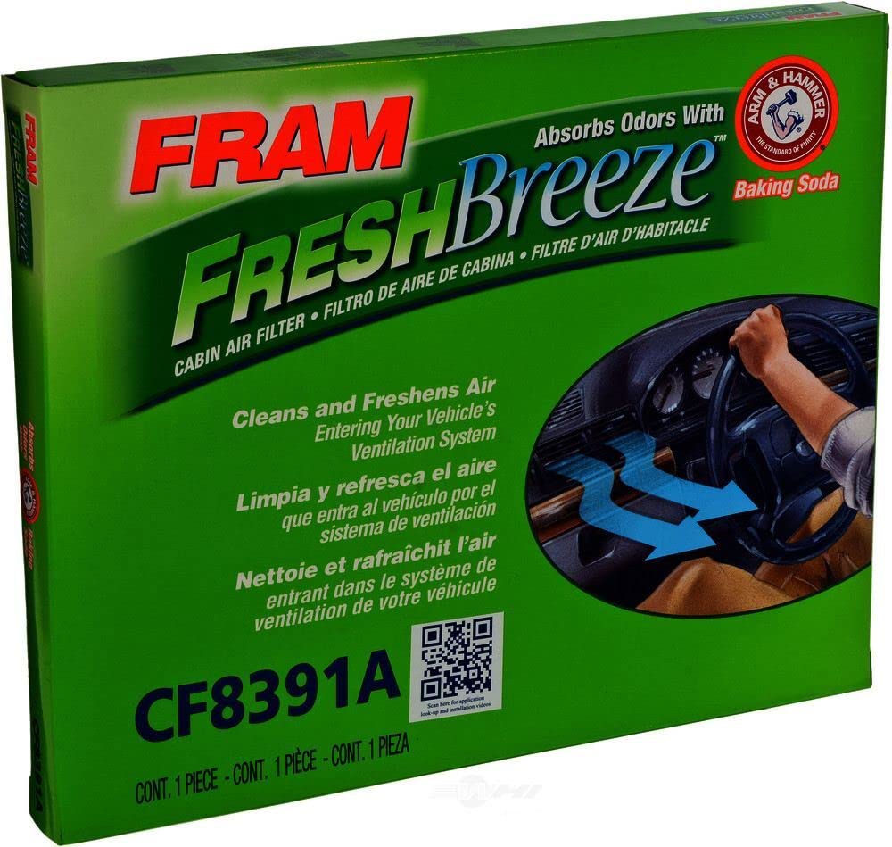 Fram Fresh Breeze Cabin Air Filter With Arm & Hammer Baking Soda, Cf8391A For Select Gm Vehicles , White