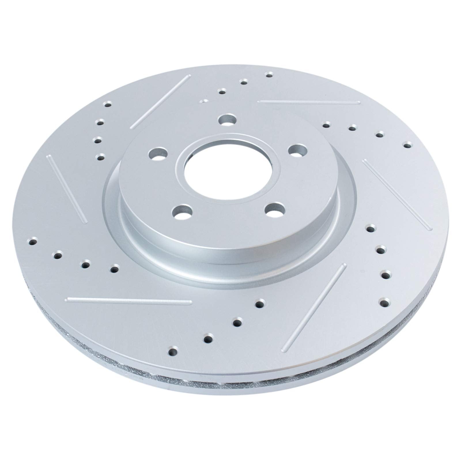 Trq Front Performance Brake Rotor Drilled Slotted Pair Set For 2006-2013 Volvo C70 / 2013-2018 Ford Escape / 2013-2016 Ford Focu