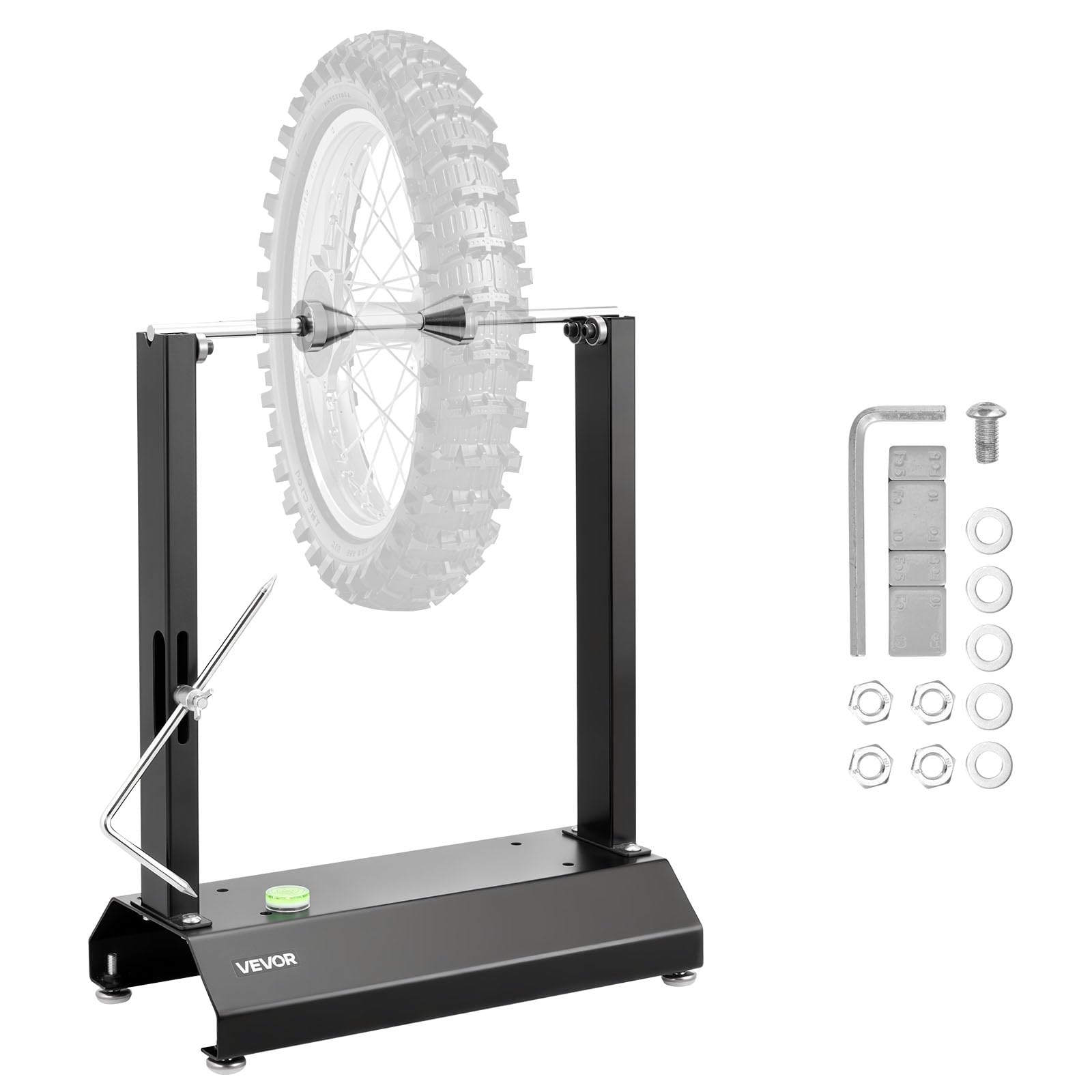 VEVOR Motorcycle Wheel Balancer, Tire Balancer & Truing Stand with Adjustable Centering Cones and Truing Pointer, Balancing Tool