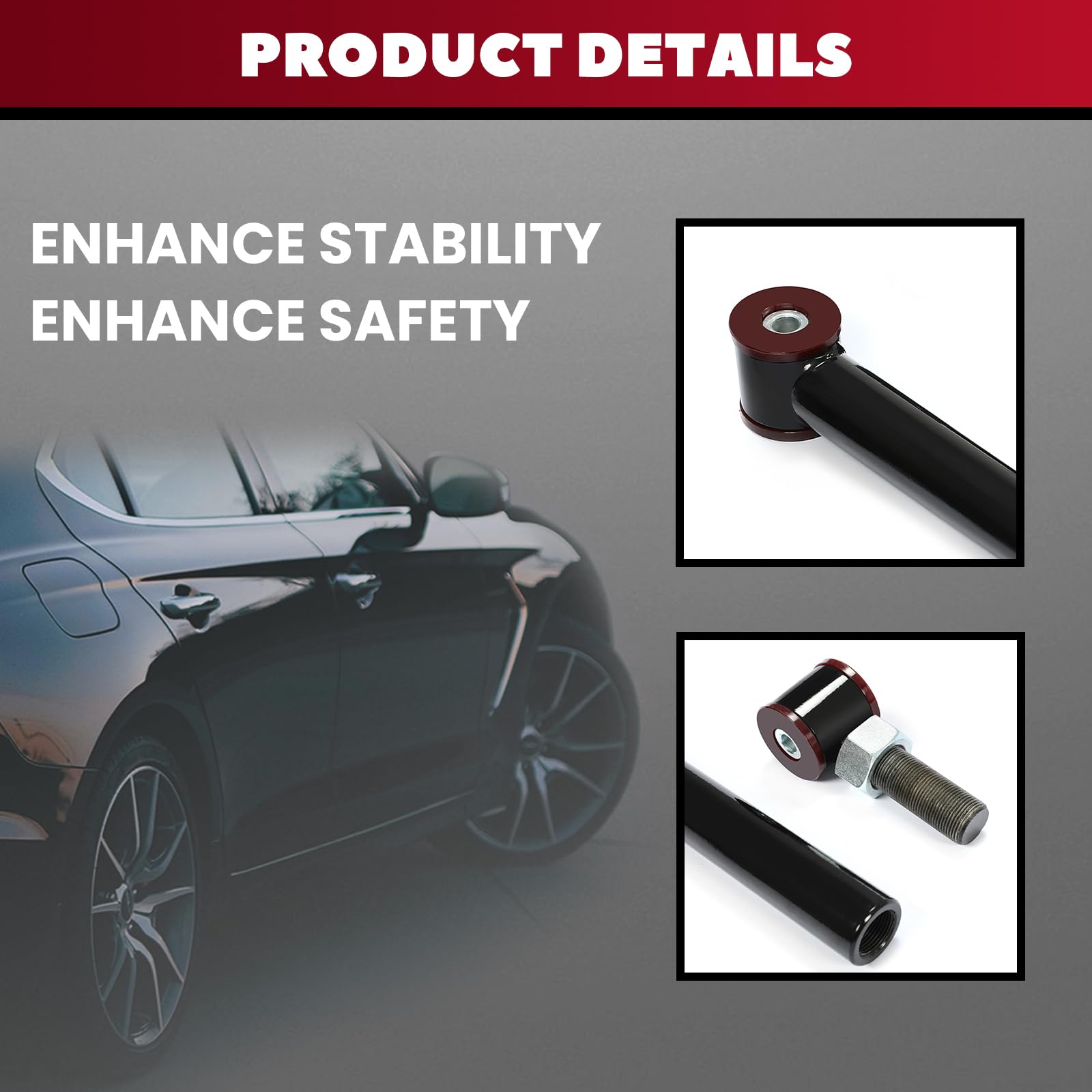 Hecasa Adjustable 0-6' Front Control Arms Compatible With 1994-2009 Dodge Ram 1500 2500 3500 4X4 Upper & Lower Suspension Control Arm Kit (Black)