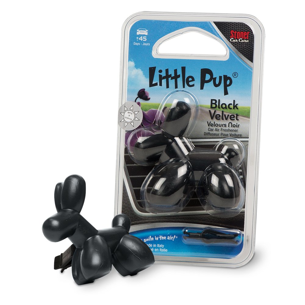 Little Pup 96605 Black Velvet Scent, Car Air Freshener, Clips To A/C Air Vent, Alcohol-Free Fragrance Oil, Non-Hazardous And Non-Toxic Plastic, Set Of 1