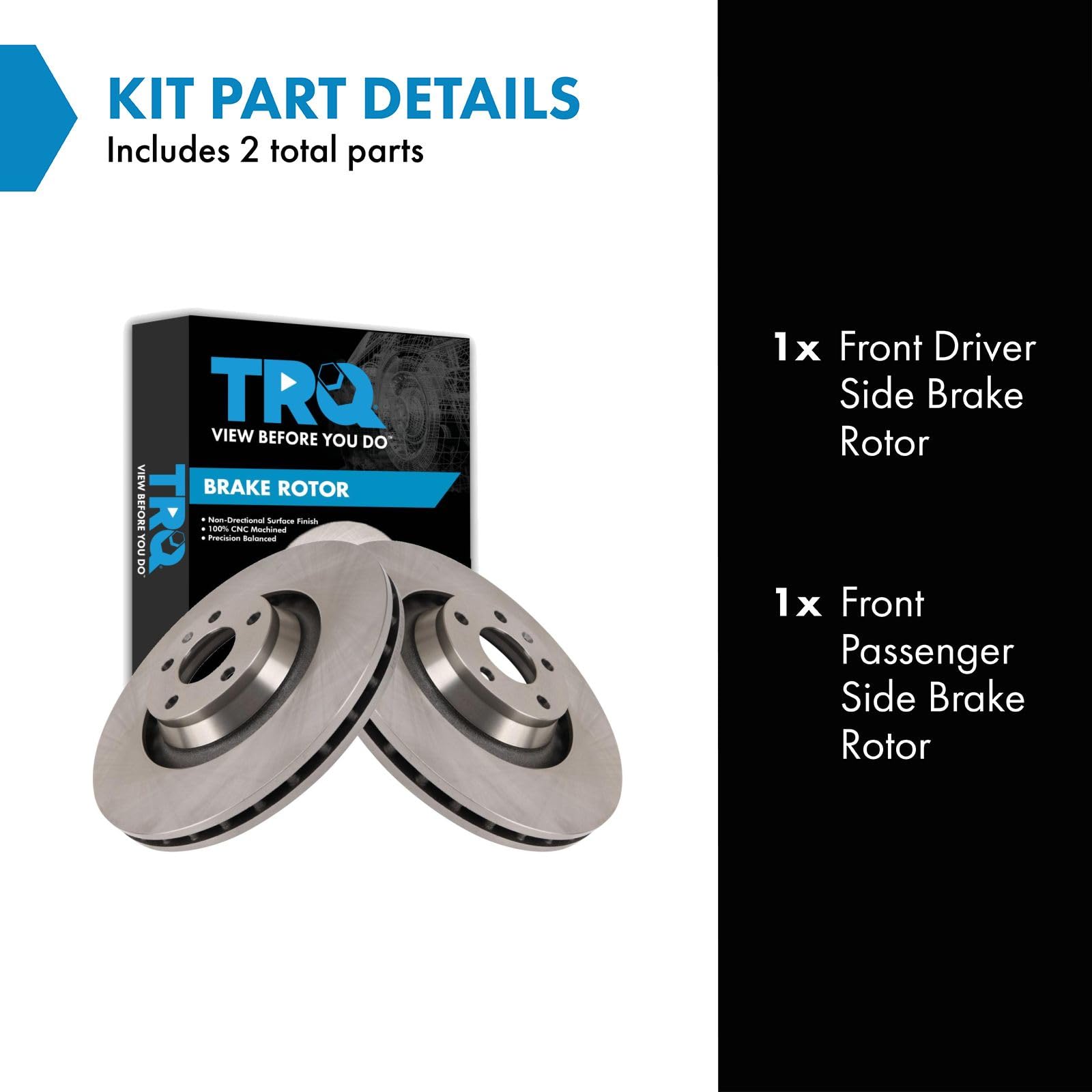 Trq Front Brake Rotors Set Compatible With 2006-2011 Audi A6 2005-2011 A6 Quattro