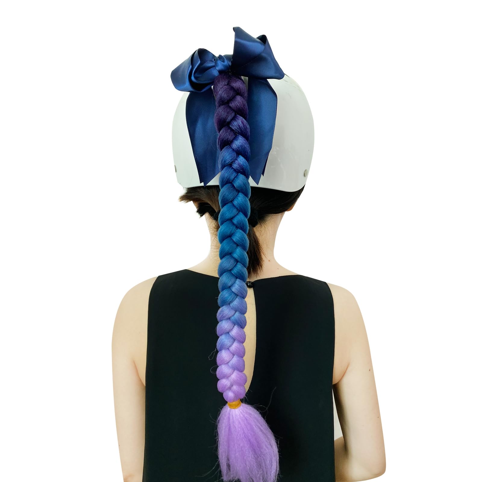 Hhongjm Helmet Hair Helmet Pigtails Gradient Ramp Helmet Braids Ponytail With Suction Cup For Motorcycle Bike 1Pc (Helmet Not In