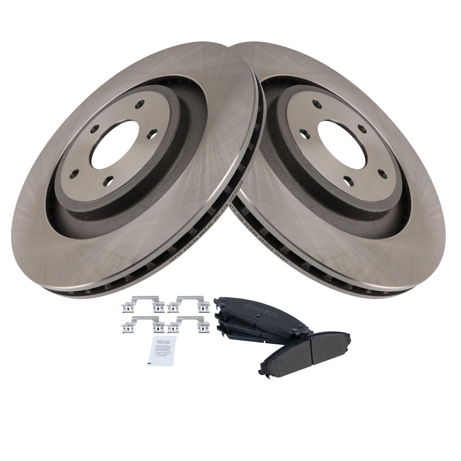 Trq Front Brake Pad & Rotor Kit Semi-Metallic Compatible With 2013-2014 Chrysler 200 Dodge Avenger 2008-2009 Caliber