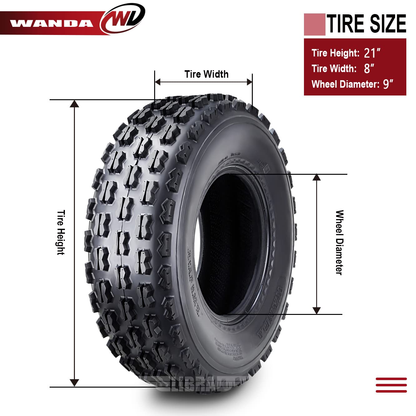 Wanda Set 2 Sport Atv Tires At 21X8-9 21X8X9 P356 Gncc (Grand National Cross Country) Race Tire 10289