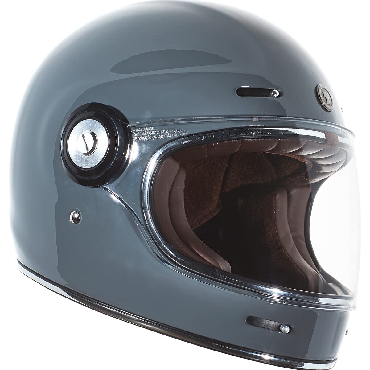 Torc T1 Unisex-Adult Retro Full Face Motorcycle Helmets, Gloss Grey, Medium