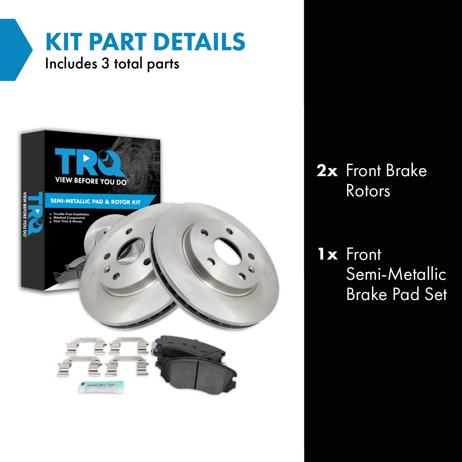Trq Front Brake Pad & Rotor Kit Brake Pads Brake Rotor Semi-Metallic Compatible With 2012-2016 Buick Lacrosse 2011-2017 Regal 20