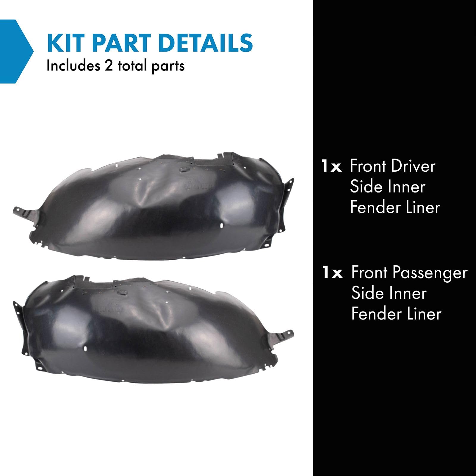 Trq Front Inner Fender Liner Set Compatible With 1997-2002 Ford Expedition Fo1248102 Fo1249145