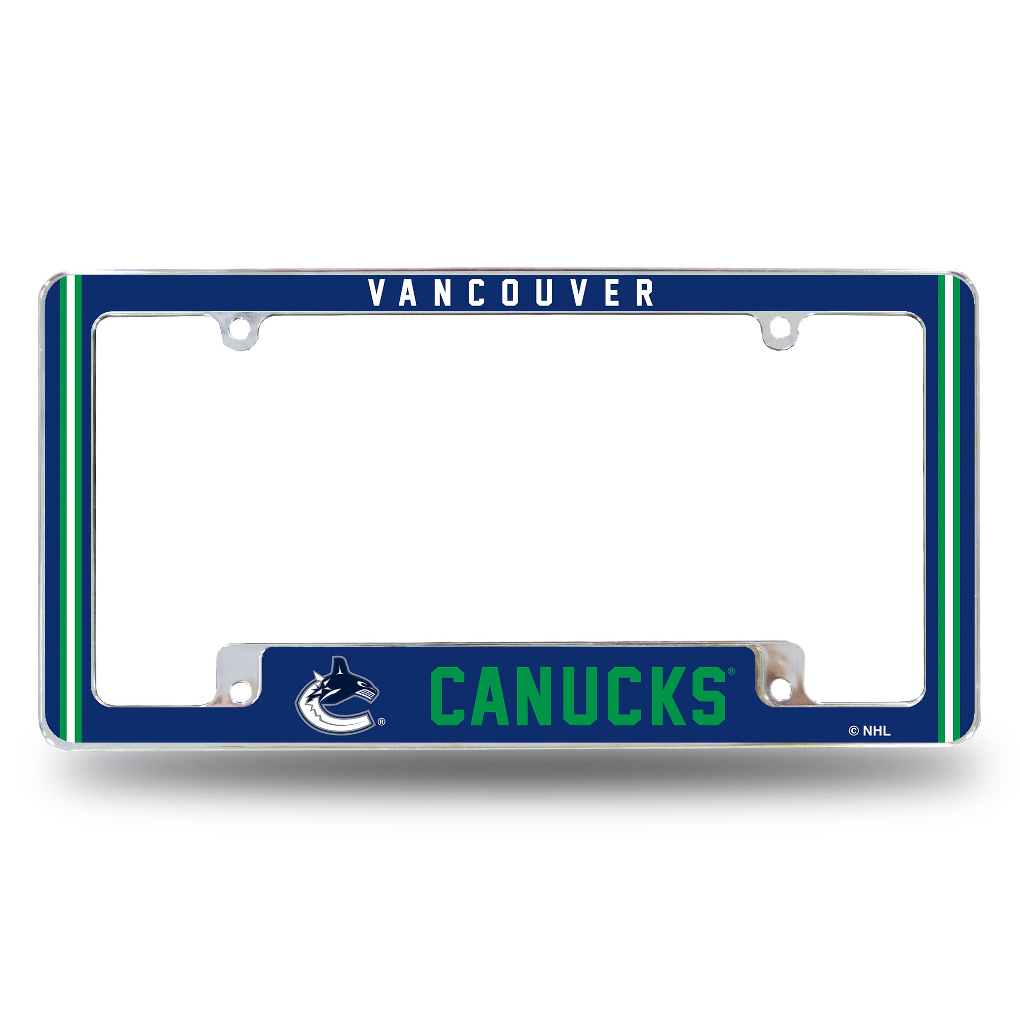 Rico Industries Nhl Vancouver Canucks Classic 12 X 6 Chrome All Over Automotive License Plate Frame For Car/Truck/Suv