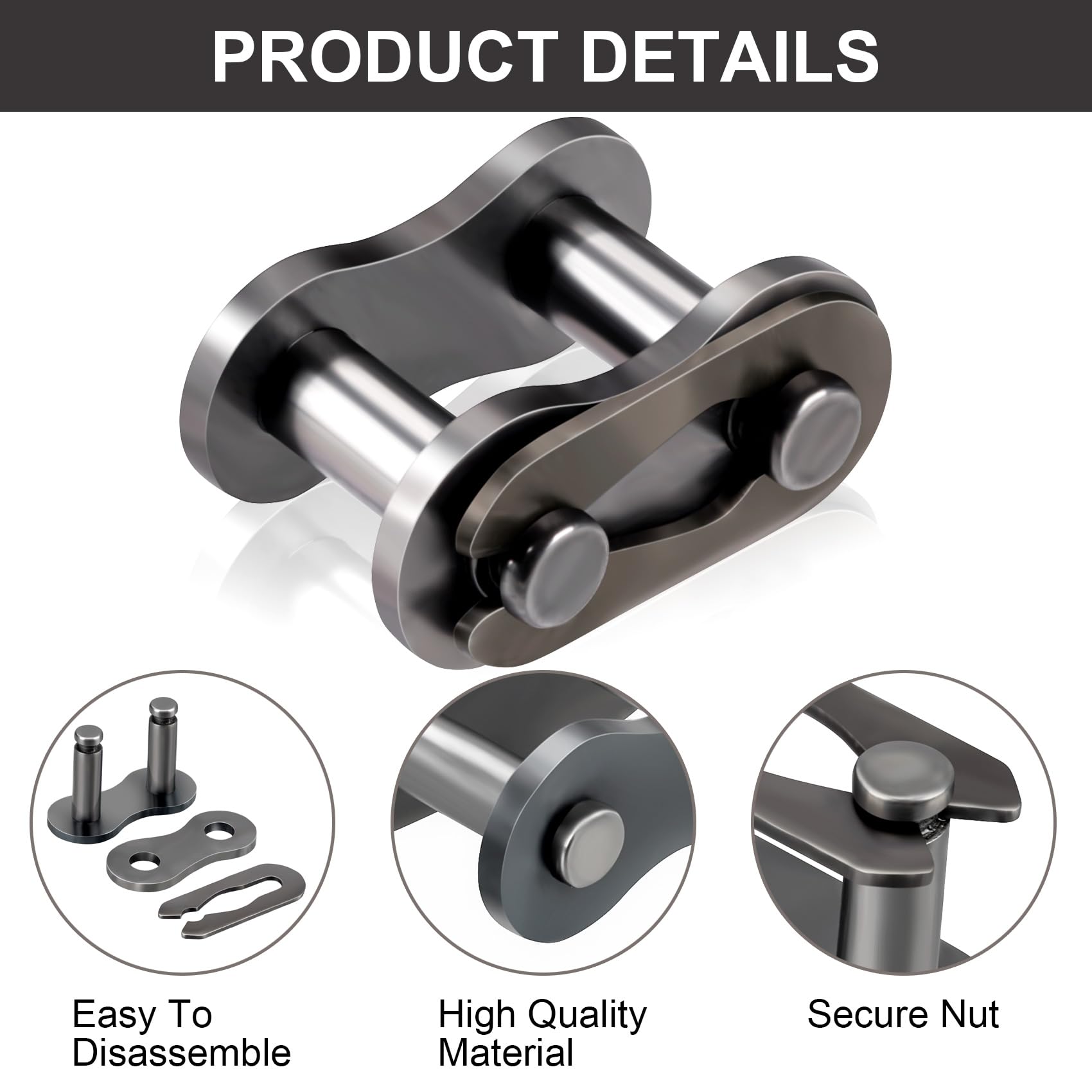 Pagow 15Pcs #428 Chain Master Link Roller, Steel Alloy Heavy Duty Connector For Bike Bicycle Mini Karting Pit Atv Scooter Baja D