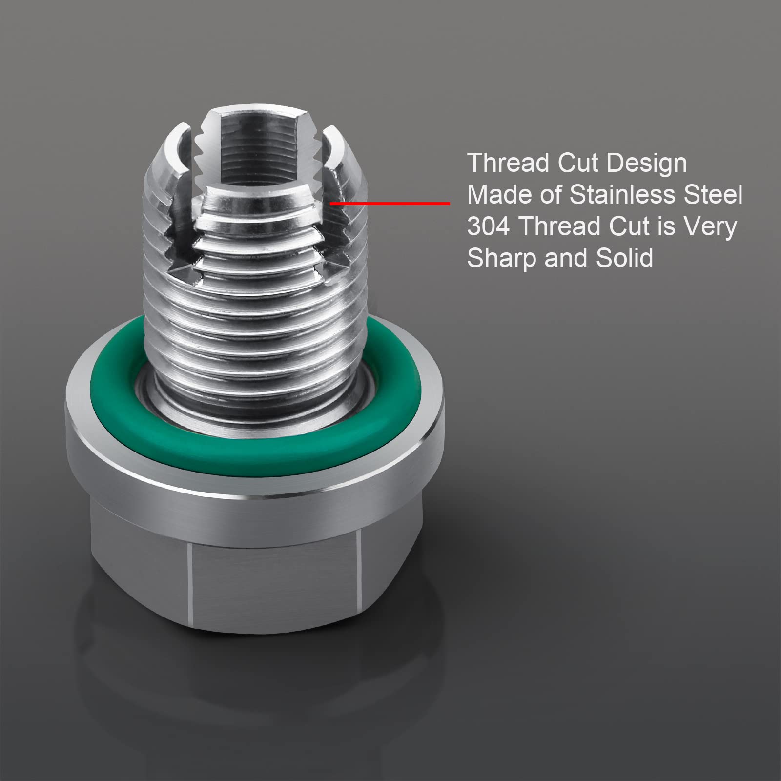 Deefill M12.1-1.25 X 15Mm Oversize Piggyback Oil Drain Plug, Stainless Steel Self Tapping Oil Pan Thread Repair Kit