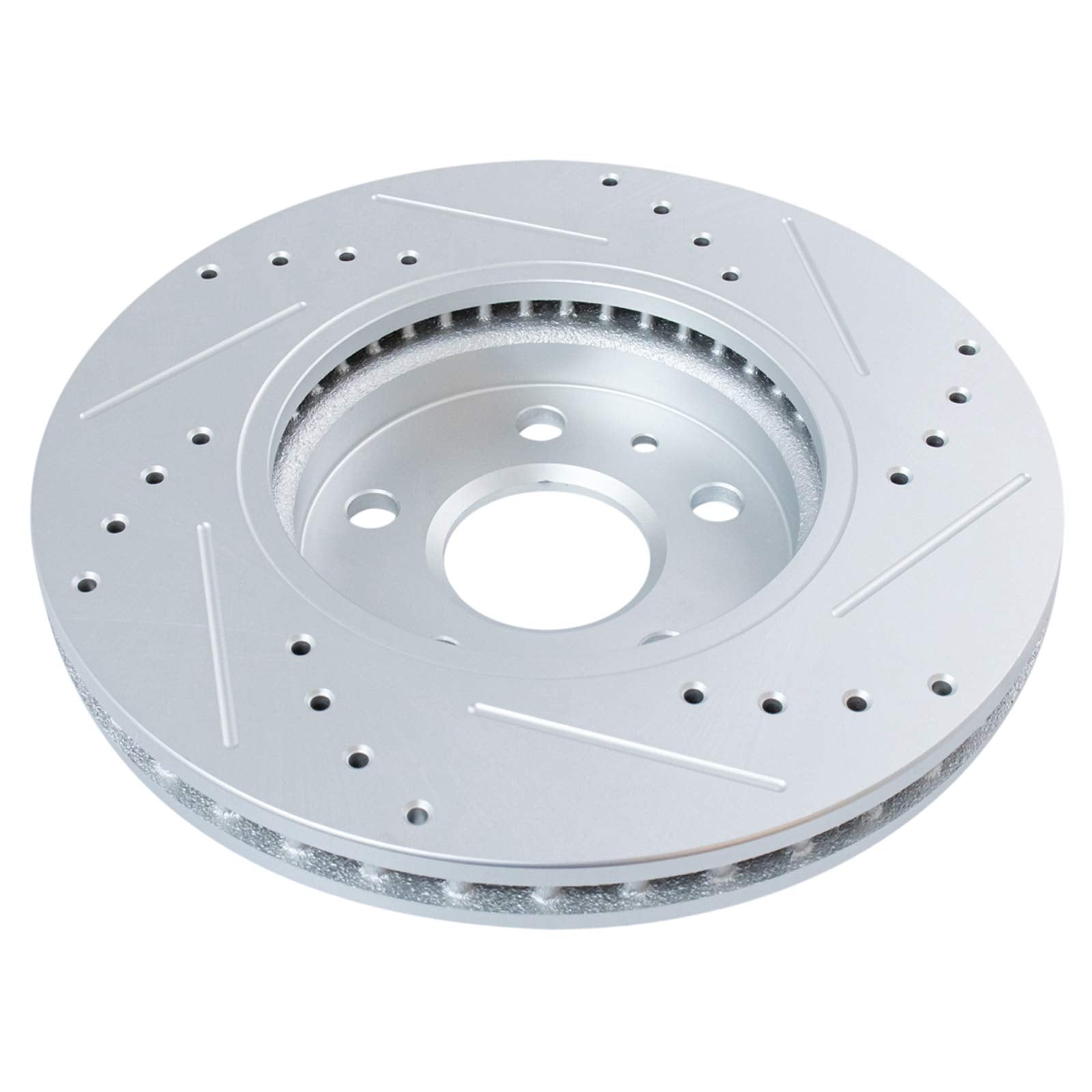 Trq Front Performance Brake Rotors Set Premium G-Coated Cross Drilled & Slotted Compatible With 2008-2014 Cadillac Cts