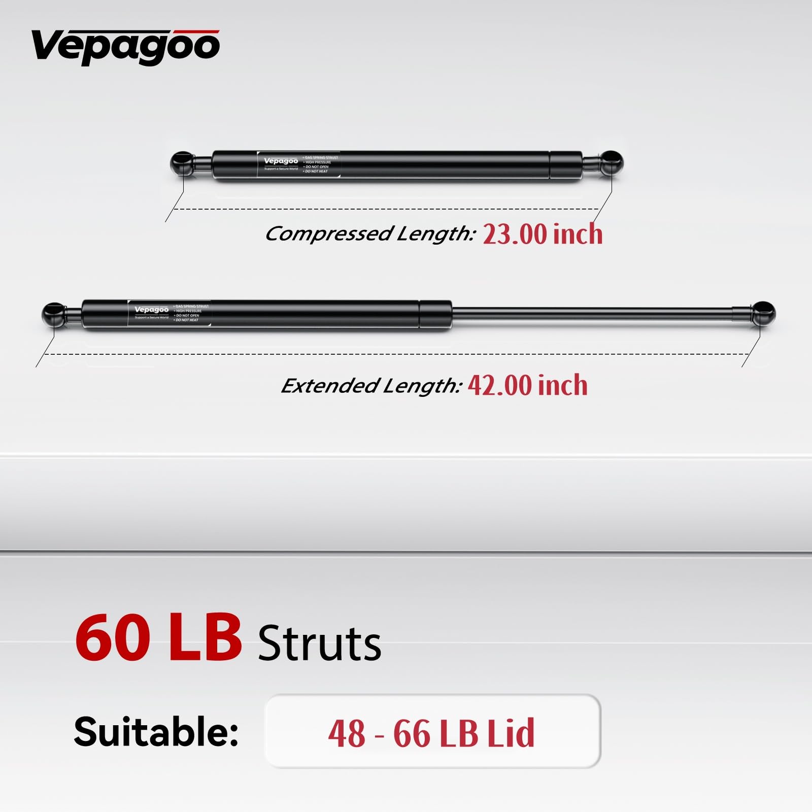 Vepagoo 42 Inch Gas Strut 60Lb/267N Heavy Duty Lid Gas Struts Shock Lift Support Spring For Tonneau Cover Rv Kitchen Door Truck