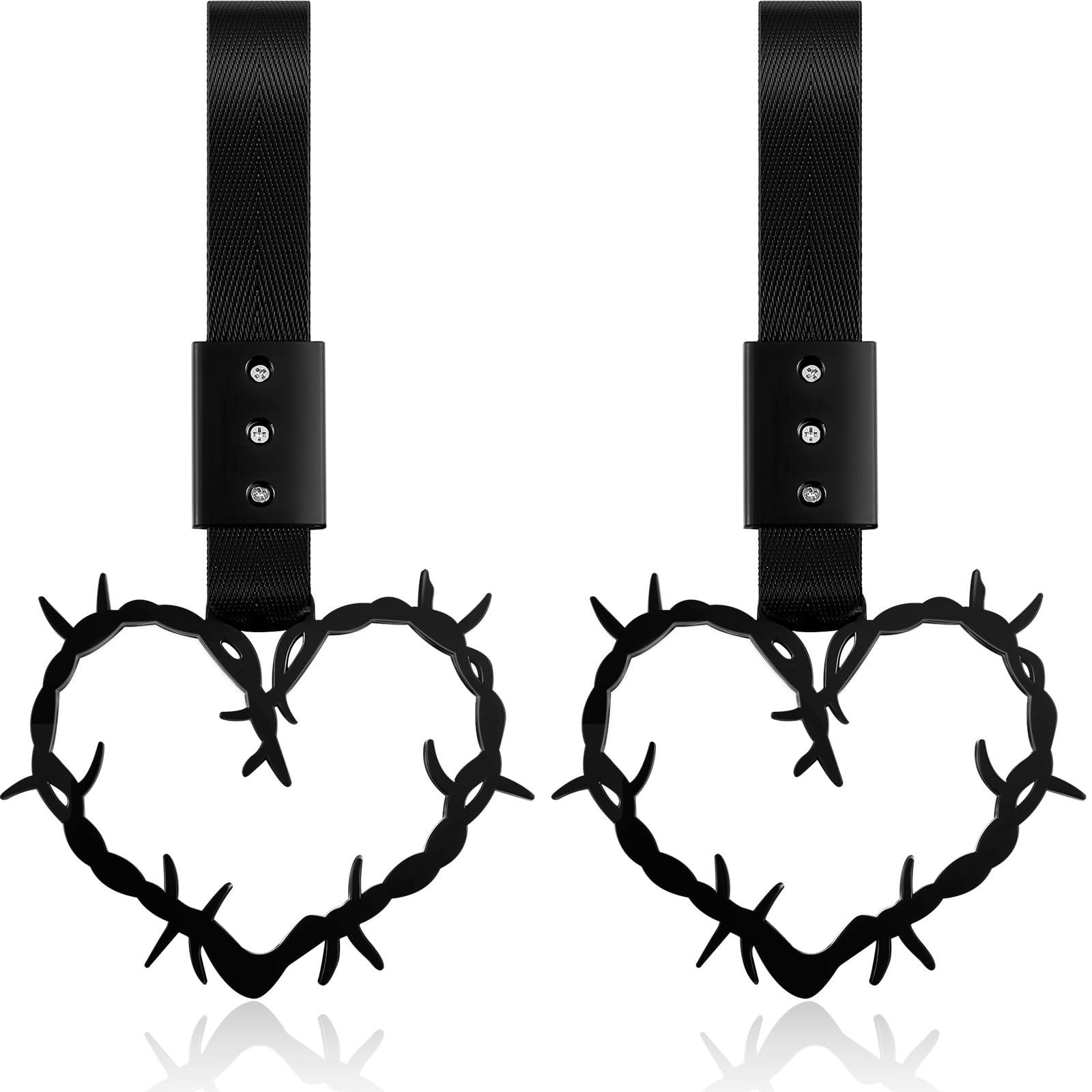 Fabbay 2 Pieces Heart Handle Keychains Car Accessory Heart Hand Strap Drift Charm For Car Interior Exterior Decoration(Black,Tho