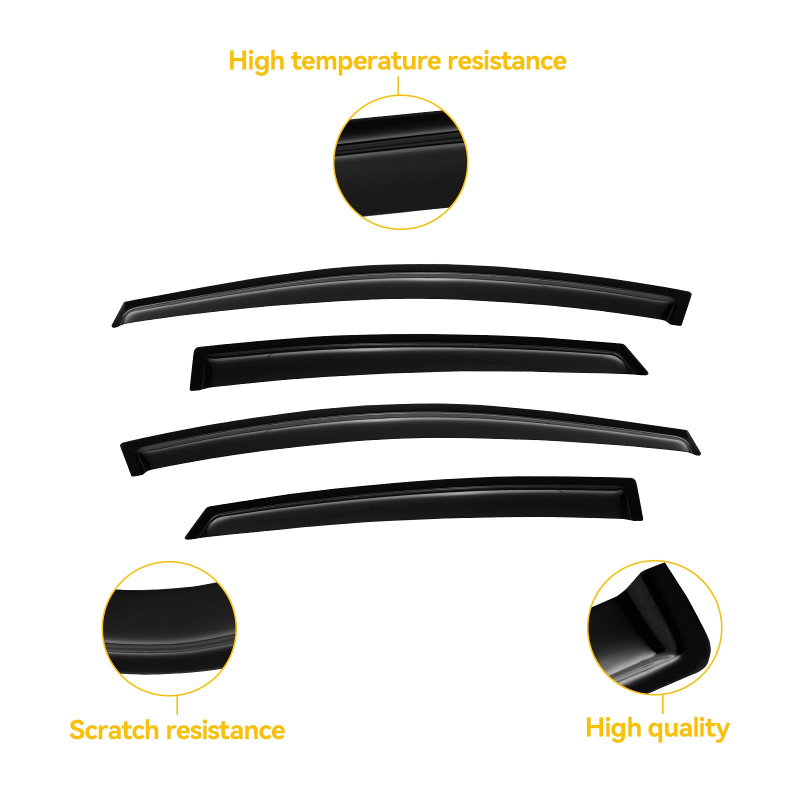 Cmvt Auto Window Visors For Ford Focus 2012-2018 Sedan & Hatchback, Rain Guards Shields Vent Shade Deflector Dark Smoke 2013 201
