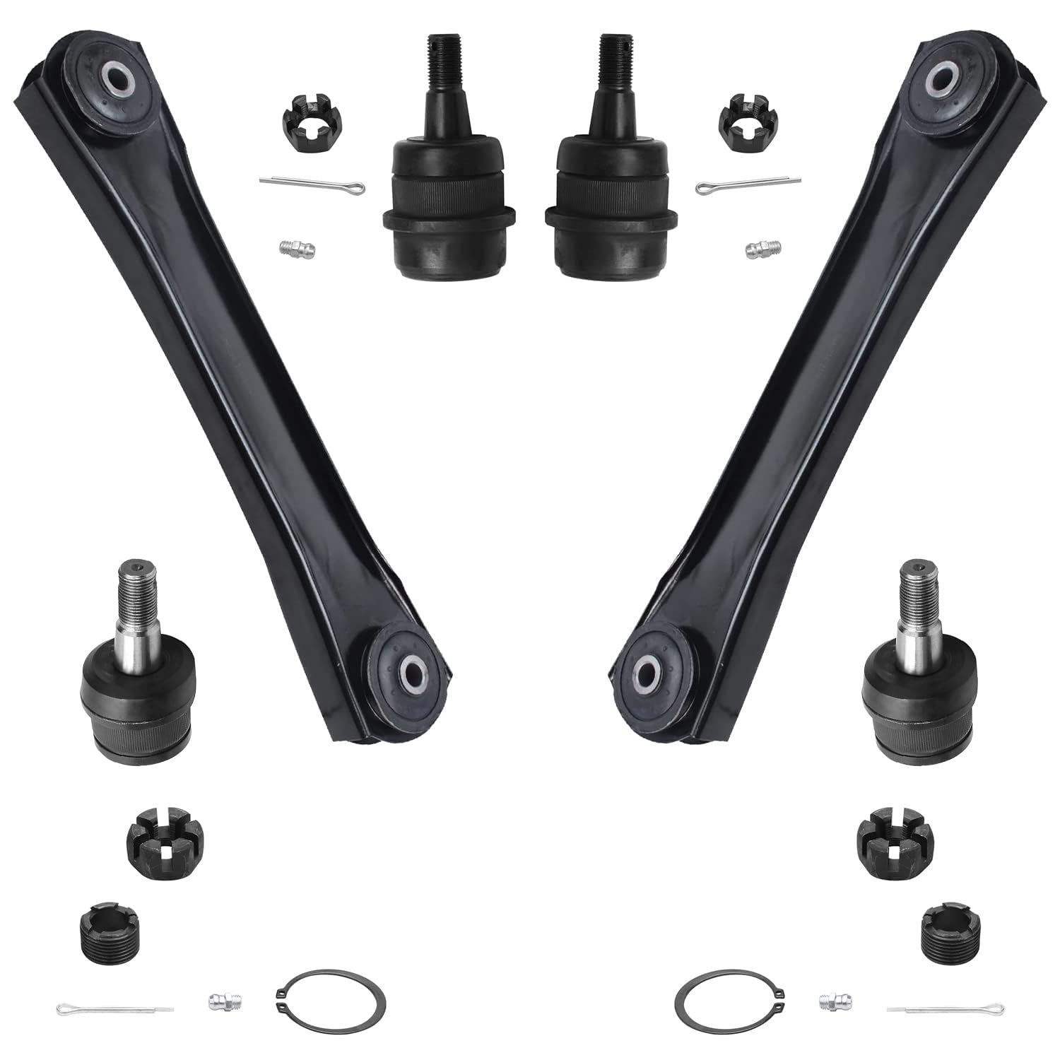 Detroit Axle - Front Lower Control Arms + Upper Lower Ball Joints Replacement for 1997-2006 Jeep Wrangler TJ - 6pc Set