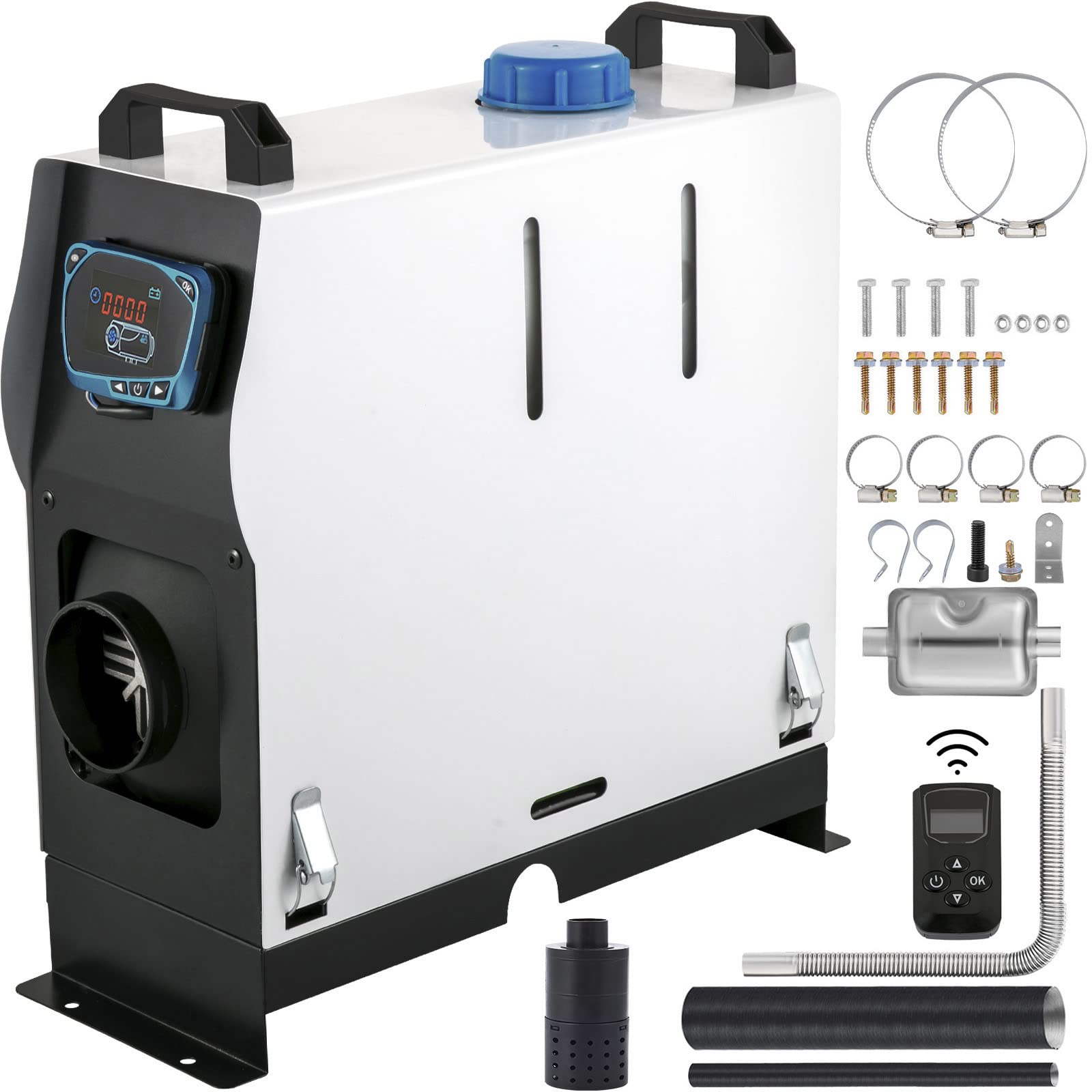 Vevor Diesel Air Heater All In One, One Air Outlet, 8Kw Diesel Heater 12V, Fast Heating, Diesel Parking Heater With Red Lcd Swit