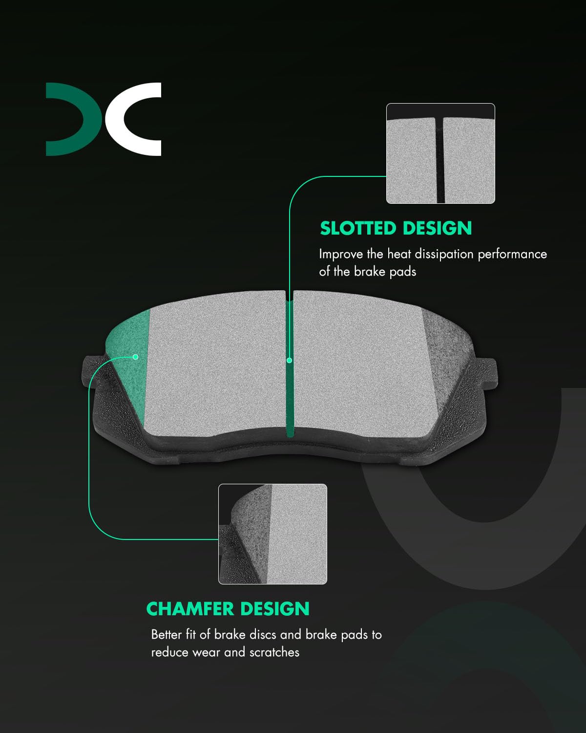 Scitoo Front Disc Brake Pad Set 4Pcs W/Hardware Fit For Hyundai For Elantra Gt/For Kona/For Sonata/For Veloster, For Kia For For