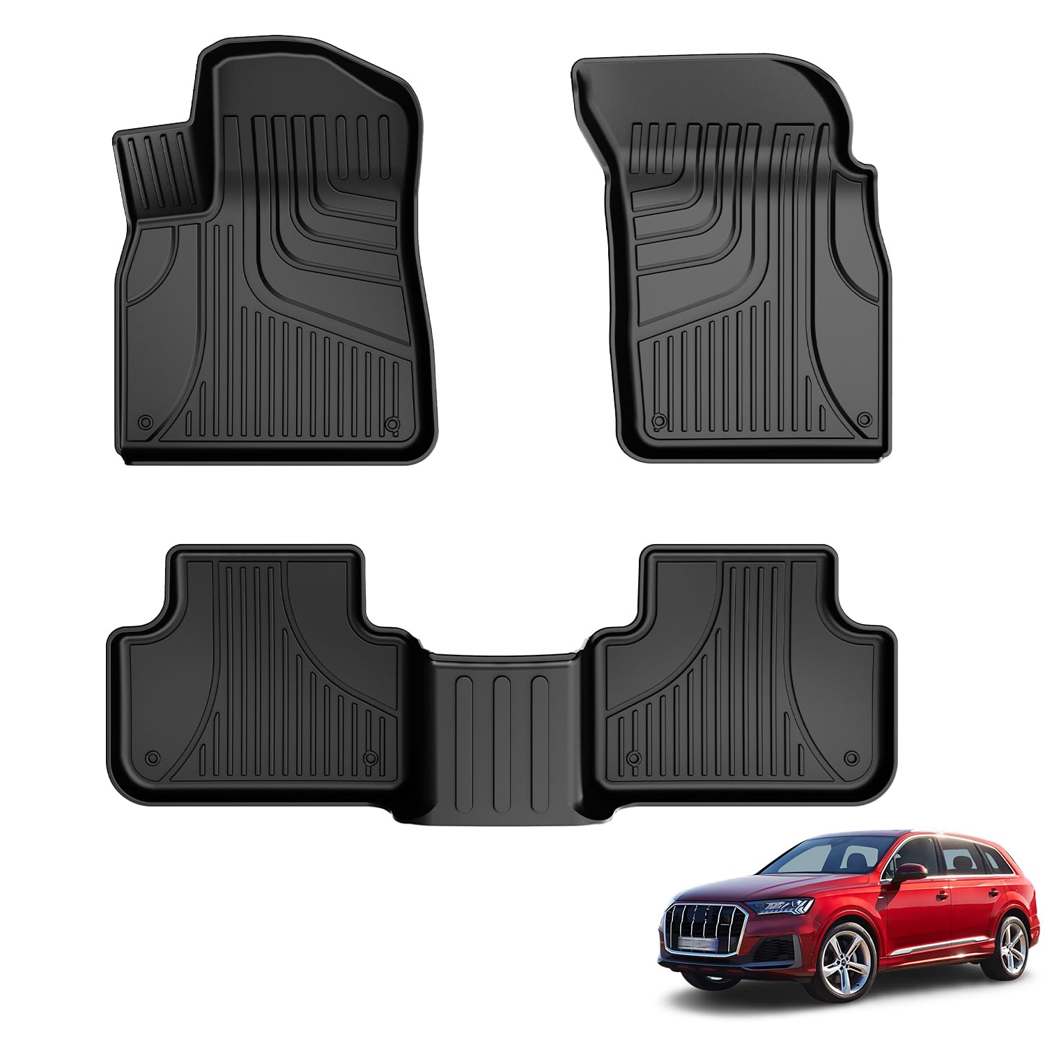 Aomsazto Floor Mats Fit For 2017-2025 Audi Q7/Sq7 & 2019-2025 Audi Q8 - Custom Fit Tpe All Weather Protection Floor Liners 1St A