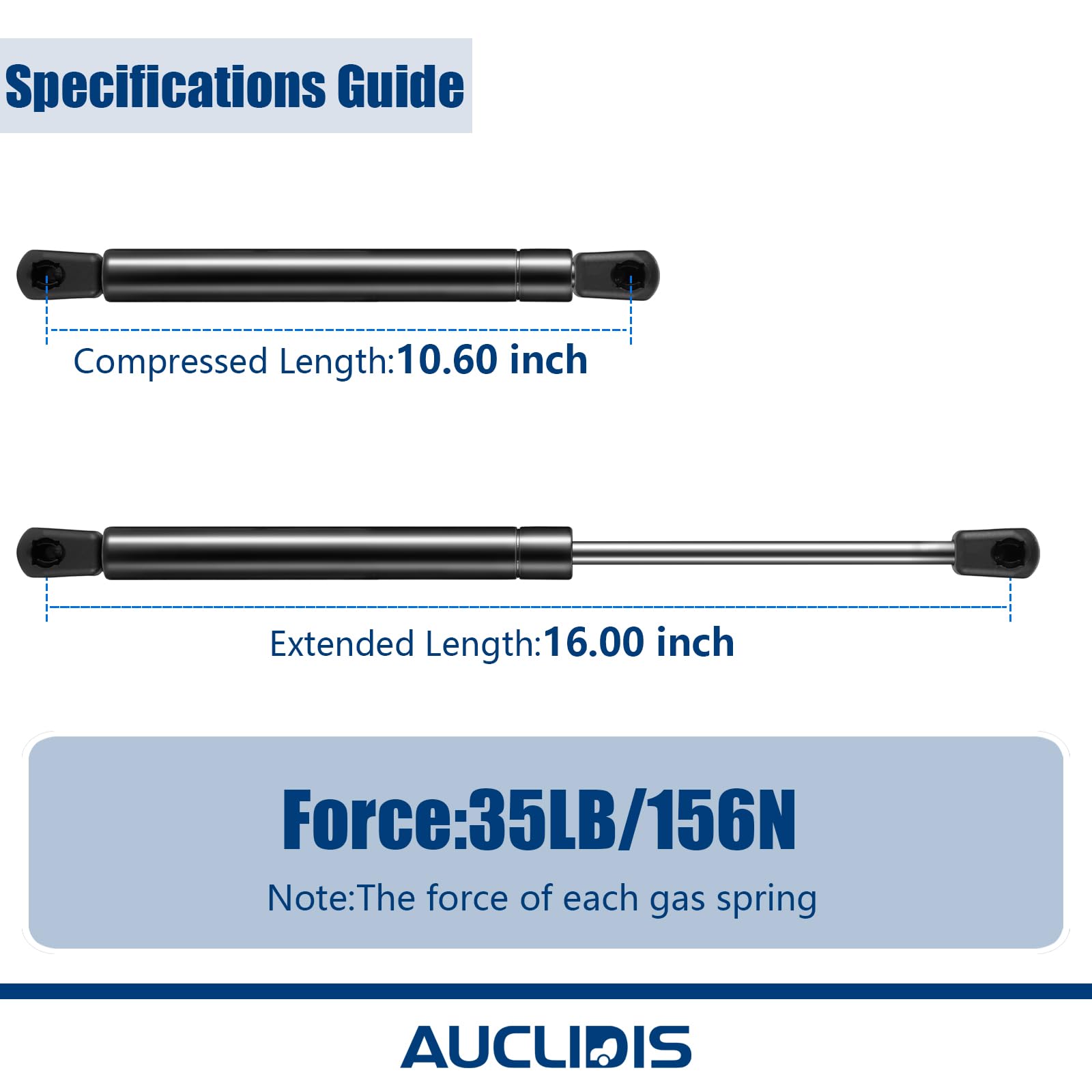 C1614195 16 Inch 35Lb/156N Gas Strut Shock Lift Support Spring For Leer Camper Shell Truck Topper Cap Canopy Door Window Toolbox